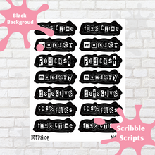 Load image into Gallery viewer, True Crime Assortment Scribble Script Stickers
