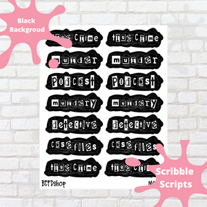 True Crime Assortment Scribble Script Stickers