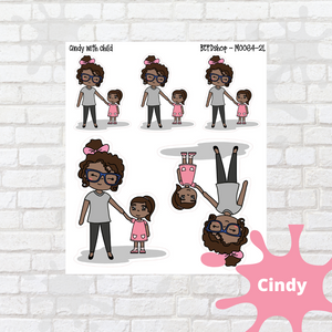 With Child Mollie, Cindy, and Lily Character Stickers