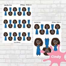 Load image into Gallery viewer, Blue Dress Mollie, Cindy, and Lily Character Stickers
