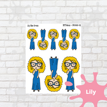 Load image into Gallery viewer, Blue Dress Mollie, Cindy, and Lily Character Stickers
