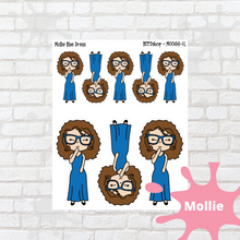 Load image into Gallery viewer, Blue Dress Mollie, Cindy, and Lily Character Stickers
