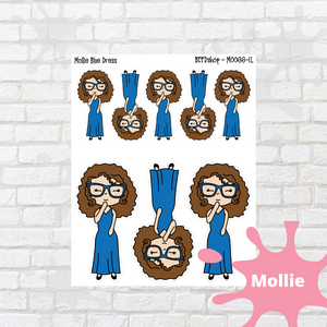 Blue Dress Mollie, Cindy, and Lily Character Stickers