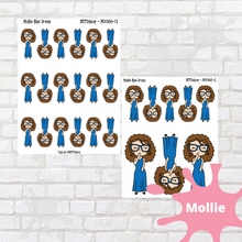 Load image into Gallery viewer, Blue Dress Mollie, Cindy, and Lily Character Stickers
