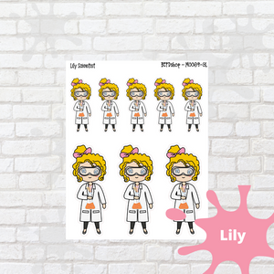 Scientist Mollie, Cindy, and Lily Character Stickers