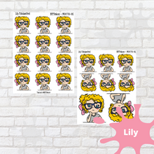 Load image into Gallery viewer, Exhausted Mollie, Cindy, and Lily Character Stickers
