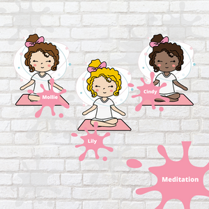 Meditation Mollie, Cindy, and Lily Character Stickers