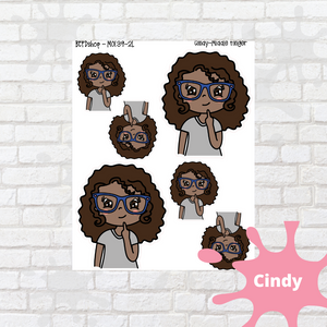 Middle Finger Mollie, Cindy, and Lily Character Stickers