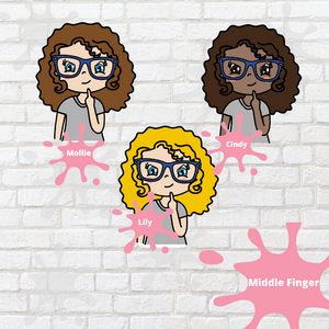 Middle Finger Mollie, Cindy, and Lily Character Stickers