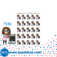 Load image into Gallery viewer, Baking Cupcakes Mollie, Cindy, and Lily Character Stickers
