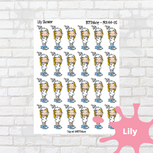 Load image into Gallery viewer, Shower Mollie, Cindy, and Lily Character Stickers
