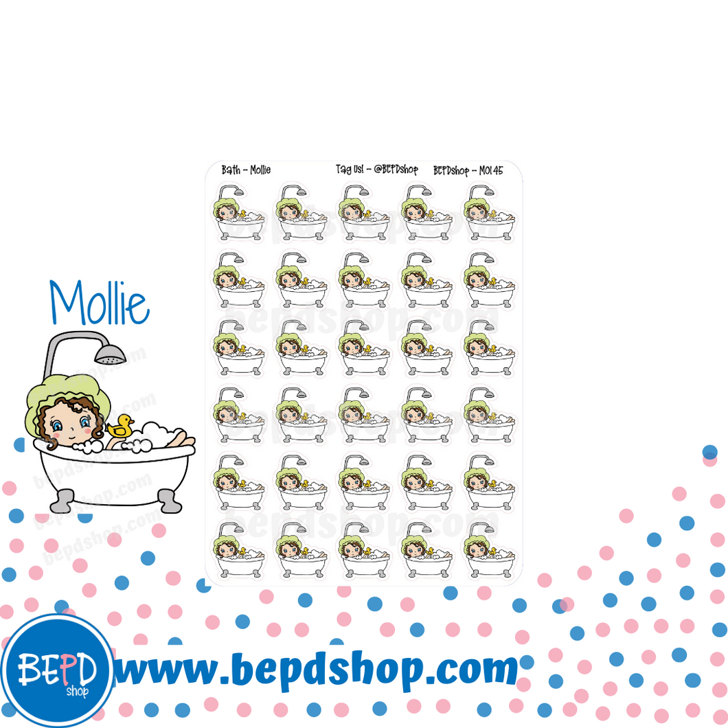 Bath Time Mollie, Cindy, and Lily Character Stickers