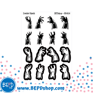 Zombie Hands Black and Inverted Halloween Deco Stickers