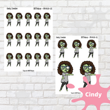 Load image into Gallery viewer, Zombie Mollie, Cindy, and Lily Character Stickers
