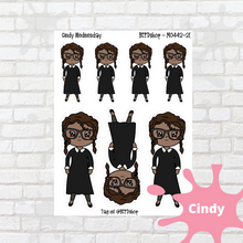 Load image into Gallery viewer, Wednesday Goth Mollie, Cindy, and Lily Character Stickers
