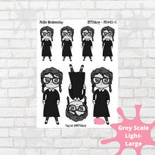 Load image into Gallery viewer, Wednesday Goth Mollie, Cindy, and Lily Character Stickers

