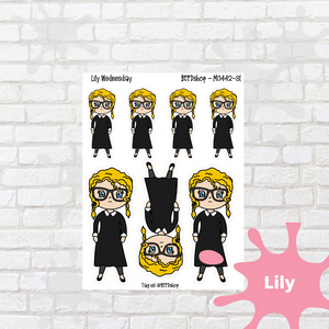 Wednesday Goth Mollie, Cindy, and Lily Character Stickers