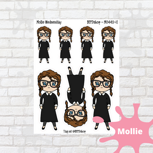 Wednesday Goth Mollie, Cindy, and Lily Character Stickers