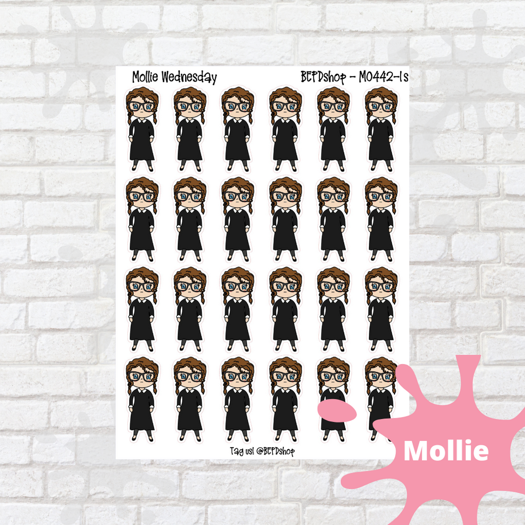 Wednesday Goth Mollie, Cindy, and Lily Character Stickers
