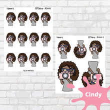 Load image into Gallery viewer, Camera Mollie, Cindy, and Lily Character Stickers
