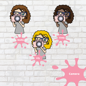 Camera Mollie, Cindy, and Lily Character Stickers