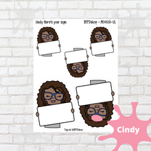 Load image into Gallery viewer, Here&#39;s Your Sign Mollie, Cindy, and Lily Character Stickers
