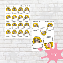 Load image into Gallery viewer, Here&#39;s Your Sign Mollie, Cindy, and Lily Character Stickers
