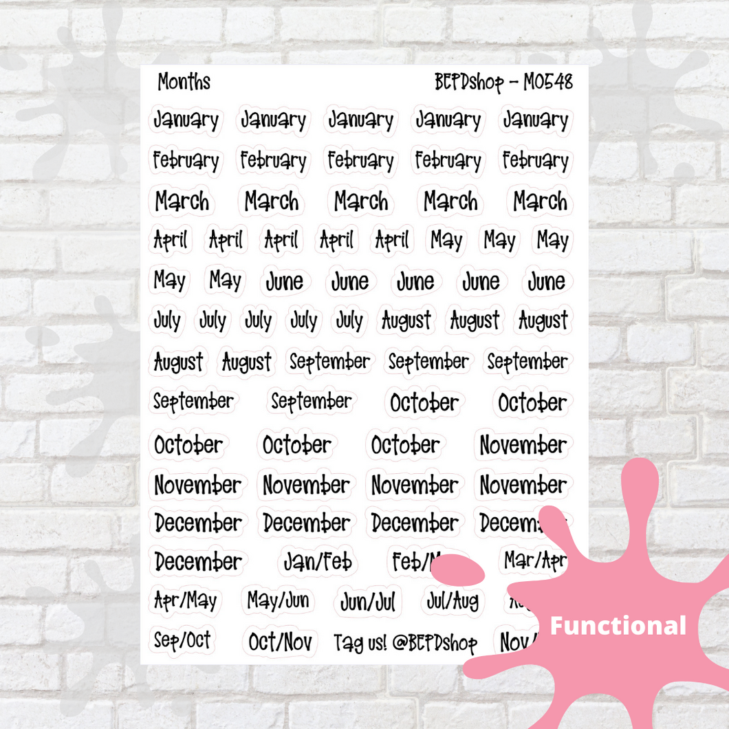 Month Script Stickers