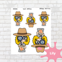 Load image into Gallery viewer, Detective Mollie, Cindy, and Lily Character Stickers
