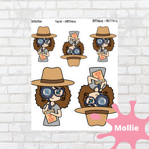 Detective Mollie, Cindy, and Lily Character Stickers