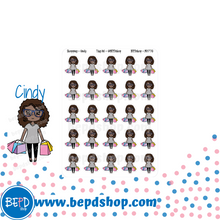 Load image into Gallery viewer, Shopping Mollie, Cindy, and Lily Character Stickers
