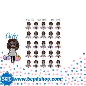 Shopping Mollie, Cindy, and Lily Character Stickers