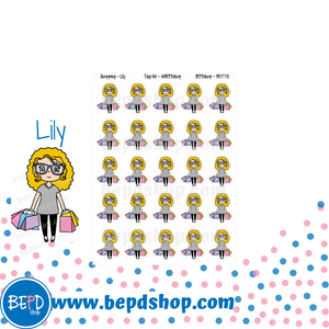 Shopping Mollie, Cindy, and Lily Character Stickers