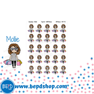 Shopping Mollie, Cindy, and Lily Character Stickers