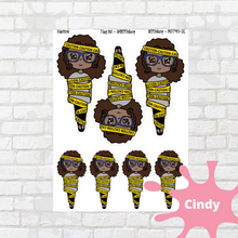 Load image into Gallery viewer, Caution Mollie, Cindy, and Lily Character Stickers
