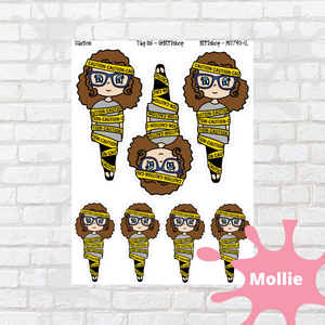 Caution Mollie, Cindy, and Lily Character Stickers