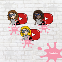 Load image into Gallery viewer, Youtube Mollie, Cindy, and Lily Character Stickers
