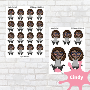 Excited Mollie, Cindy, and Lily Character Stickers