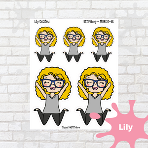 Excited Mollie, Cindy, and Lily Character Stickers
