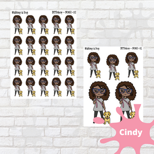 Walk the Dog Mollie, Cindy, and Lily Character Stickers