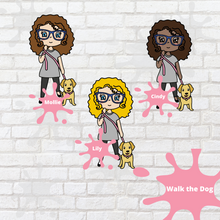Load image into Gallery viewer, Walk the Dog Mollie, Cindy, and Lily Character Stickers
