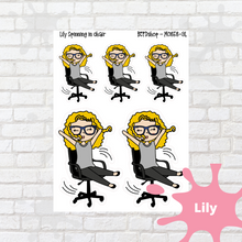 Load image into Gallery viewer, Chair Twirling Mollie, Cindy, and Lily Character Stickers

