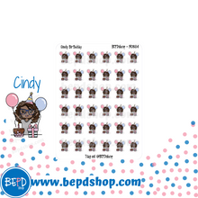 Load image into Gallery viewer, Birthday Mollie, Cindy, and Lily Character Stickers

