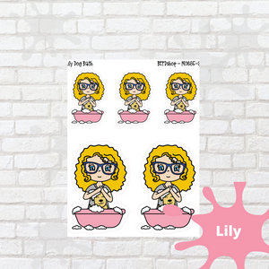 Dog Bath Mollie, Cindy, and Lily Character Stickers
