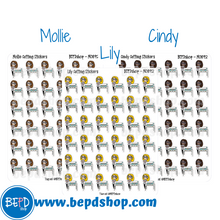 Load image into Gallery viewer, Cutting Stickers Mollie, Cindy, and Lily Character Stickers
