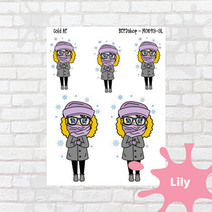 Cold AF Mollie, Cindy, and Lily Character Stickers