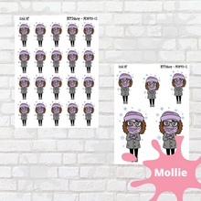 Load image into Gallery viewer, Cold AF Mollie, Cindy, and Lily Character Stickers
