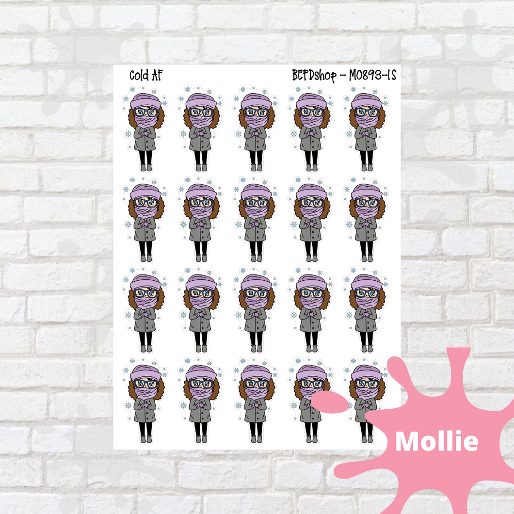 Cold AF Mollie, Cindy, and Lily Character Stickers