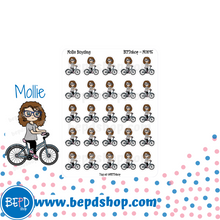 Load image into Gallery viewer, Bicycling Mollie, Cindy, and Lily Character Stickers
