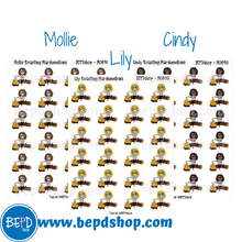 Load image into Gallery viewer, Campfire Mollie, Cindy, and Lily Character Stickers
